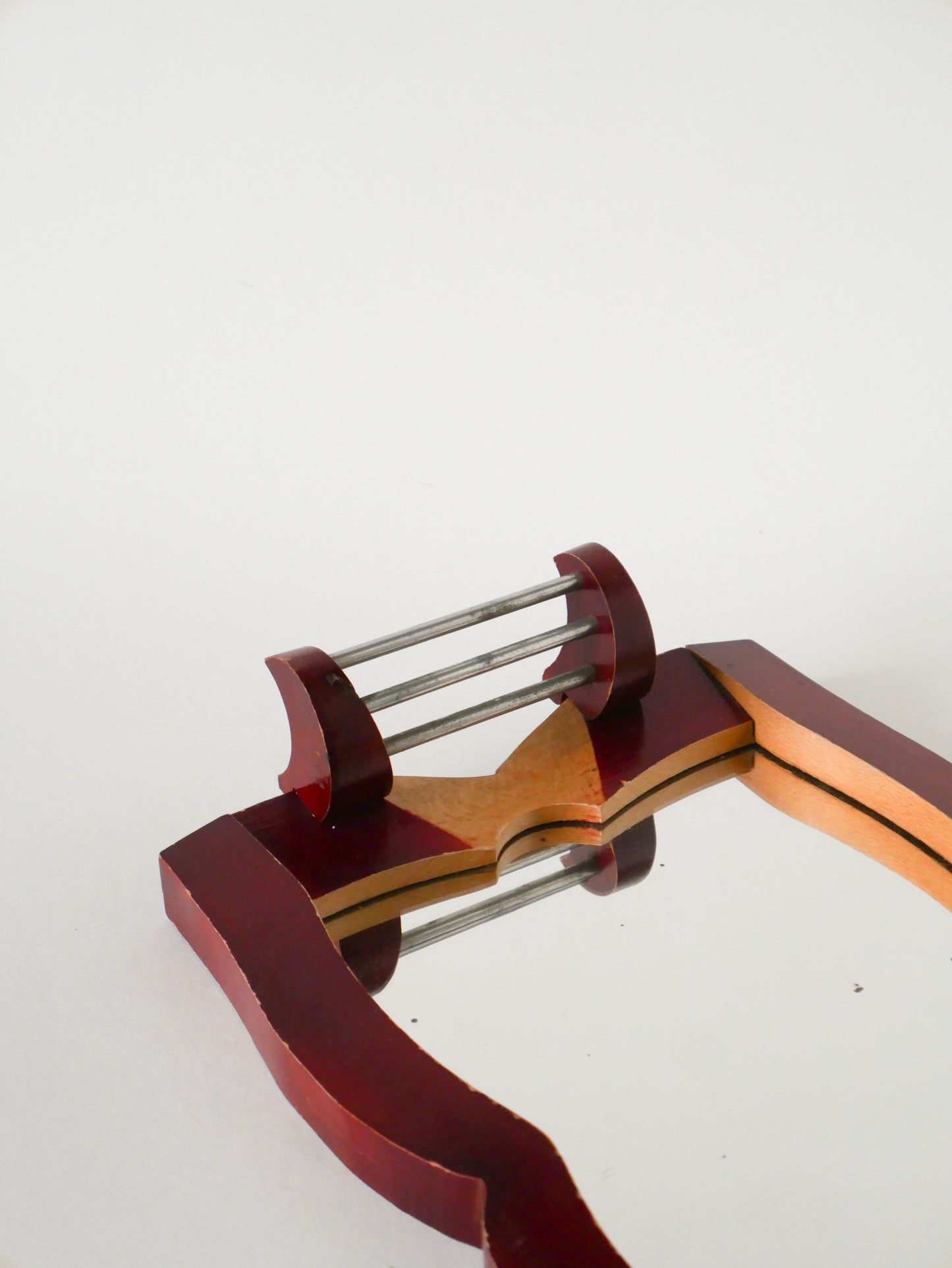 Plateau en bois bicolore et métal, Bordeaux, Art Déco, 1930