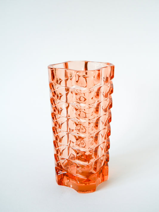 Vase en verre moulé, rose, 1970