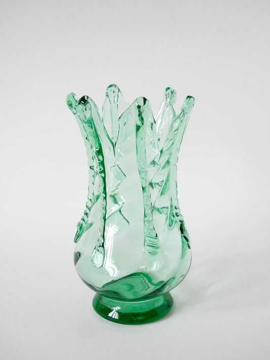 Grand vase en verre soufflé à la bouche, Vert, 1920