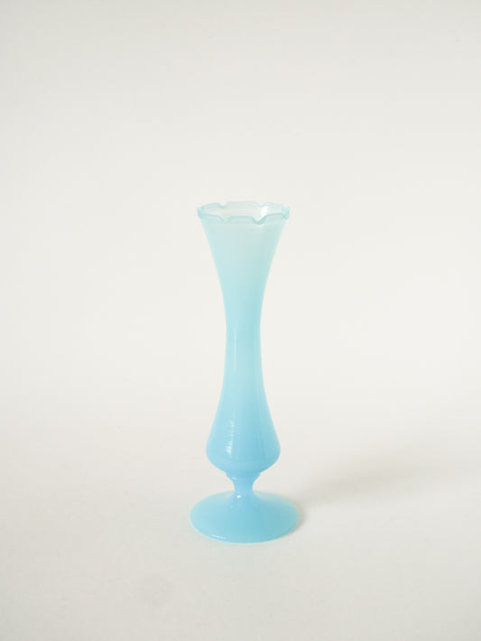Vase en opaline dentelé, Bleu, 1960