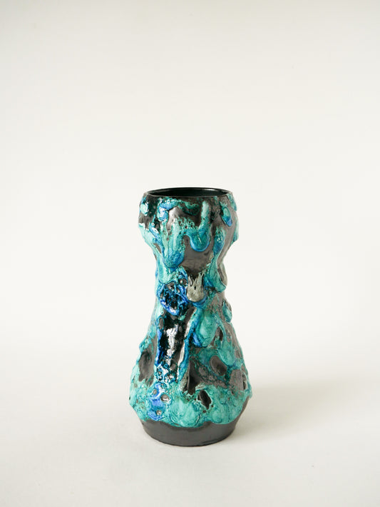Vase en céramique Fat Lava, Bleu & Noir, 1970