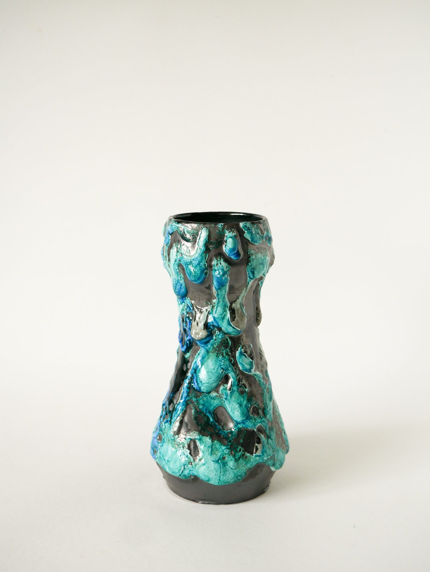 Vase en céramique Fat Lava, Bleu & Noir, 1970