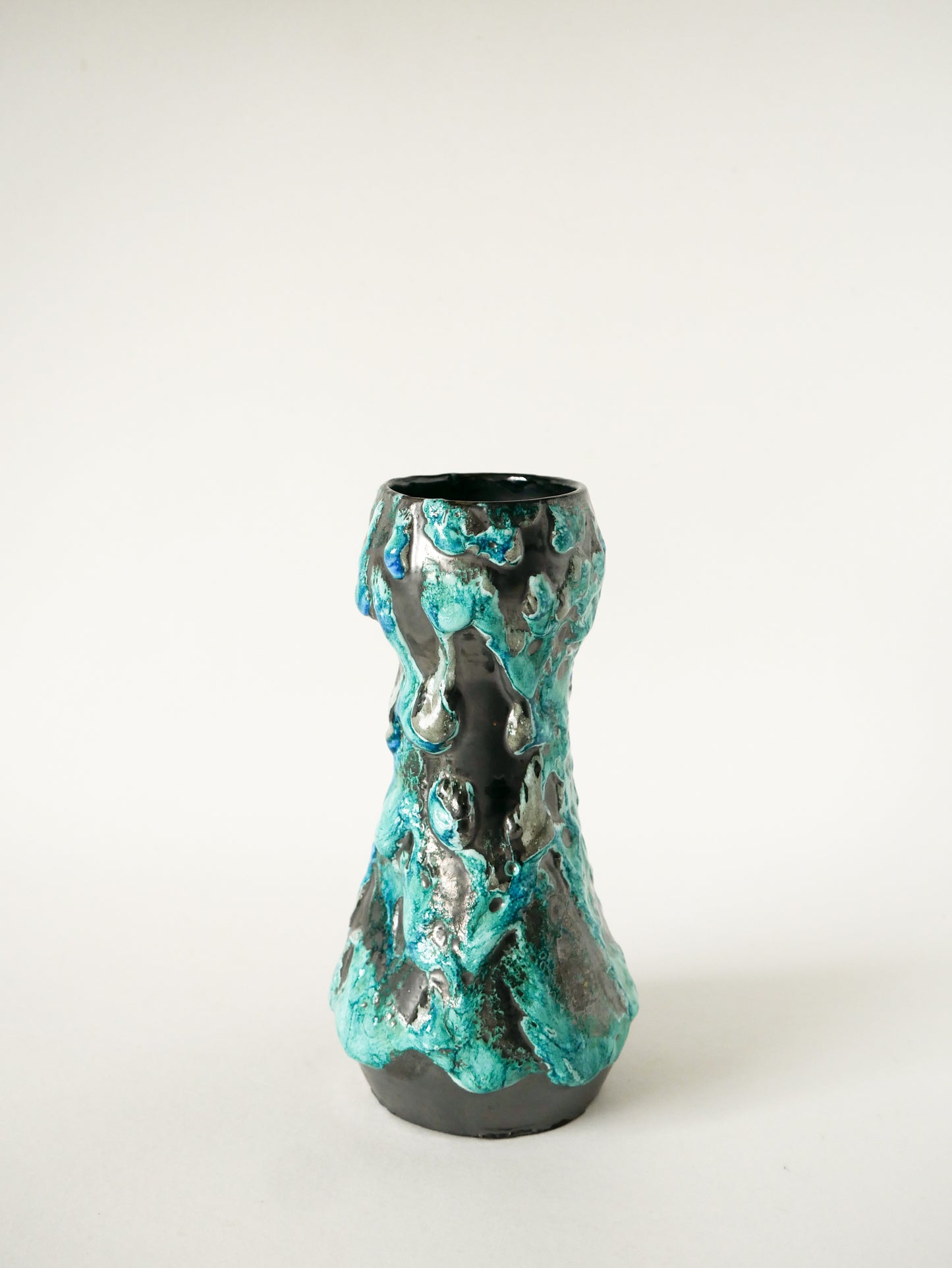 Vase en céramique Fat Lava, Bleu & Noir, 1970