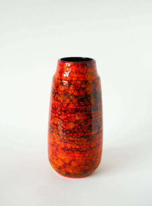 Grand vase en céramique, West Germany, Orange & Noir, 1970
