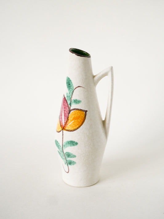 Vase en céramique, motifs à fleurs, Made in Germany, 1970