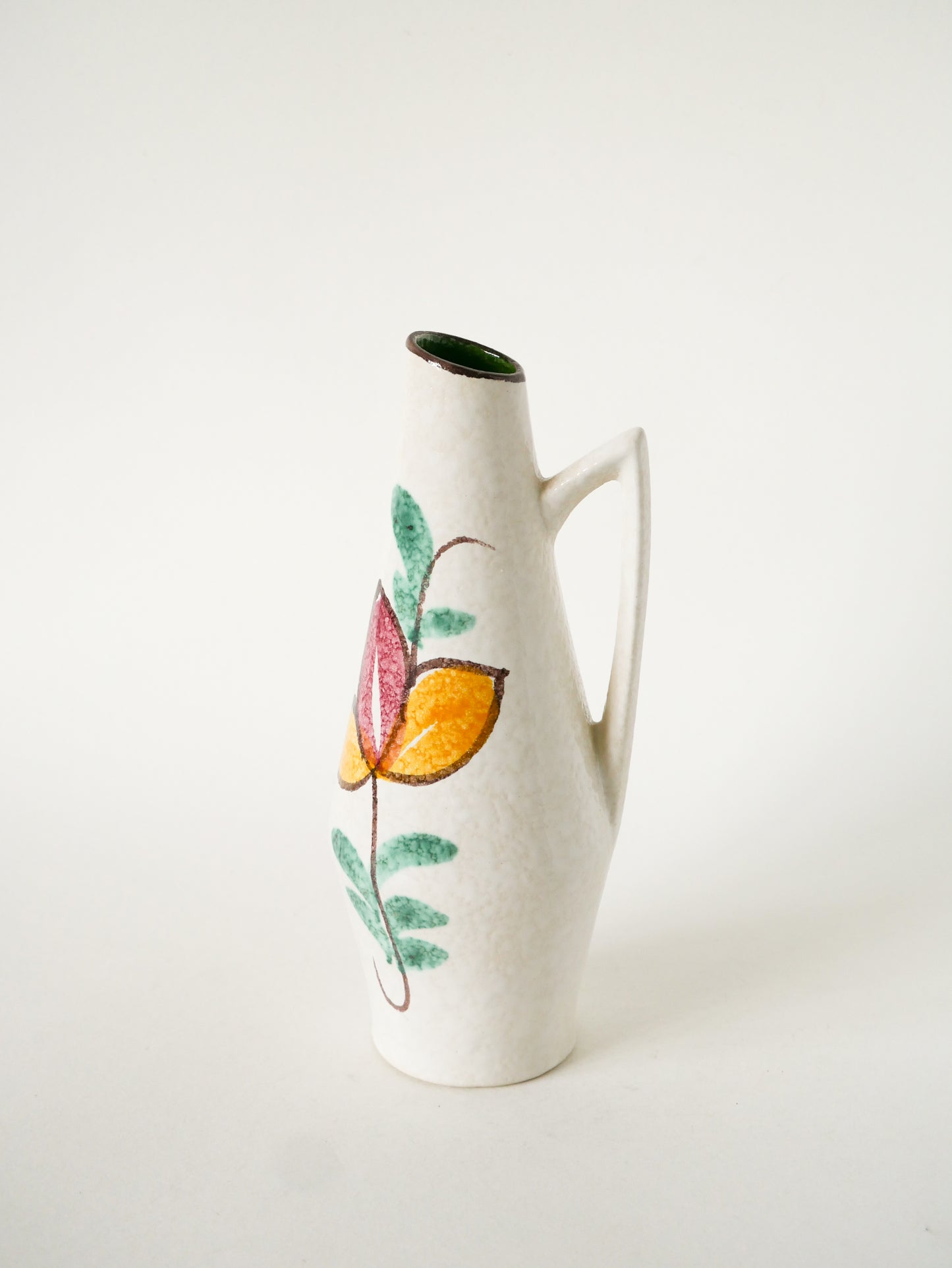 Vase en céramique, motifs à fleurs, Made in Germany, 1970