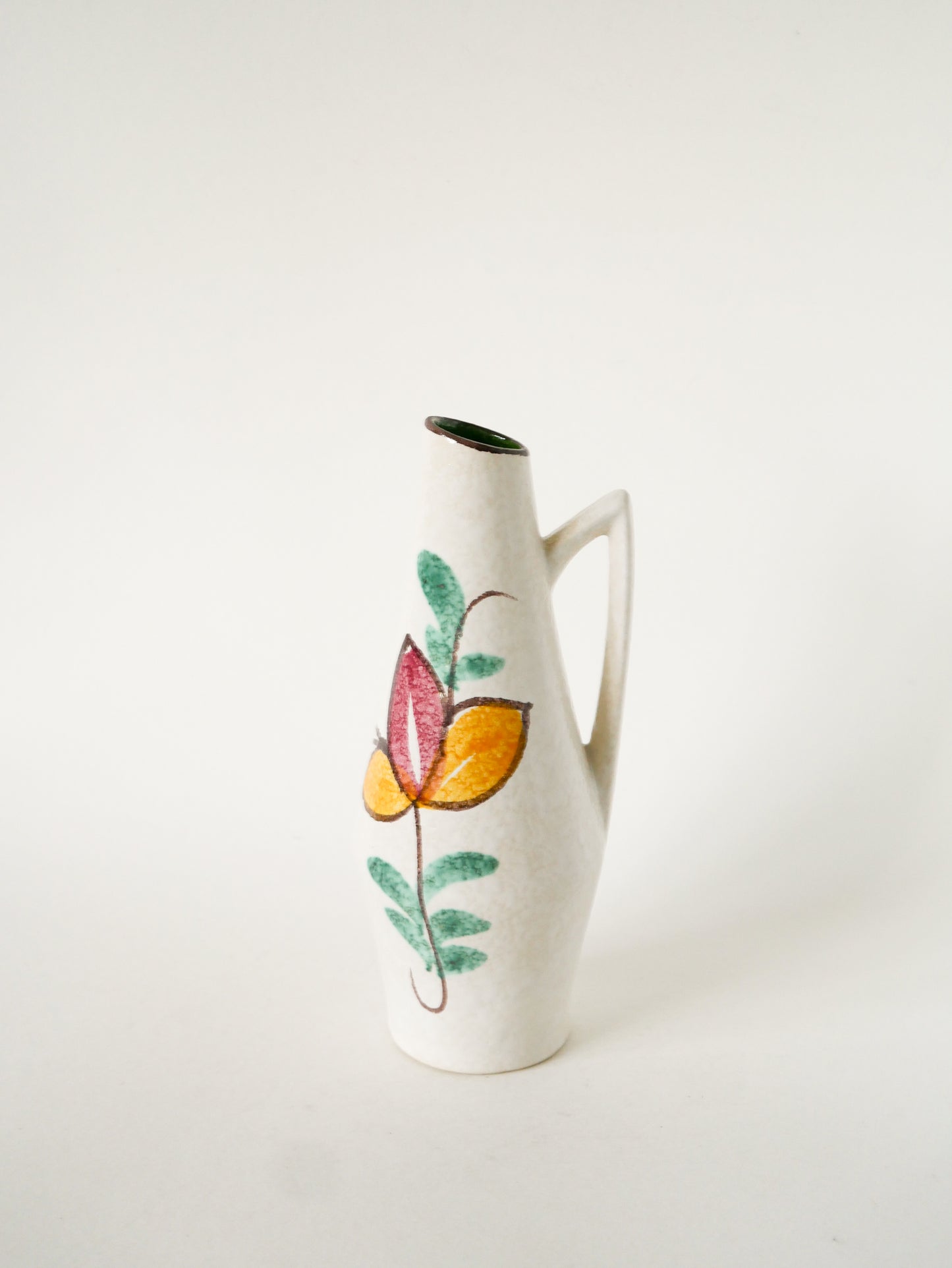 Vase en céramique, motifs à fleurs, Made in Germany, 1970