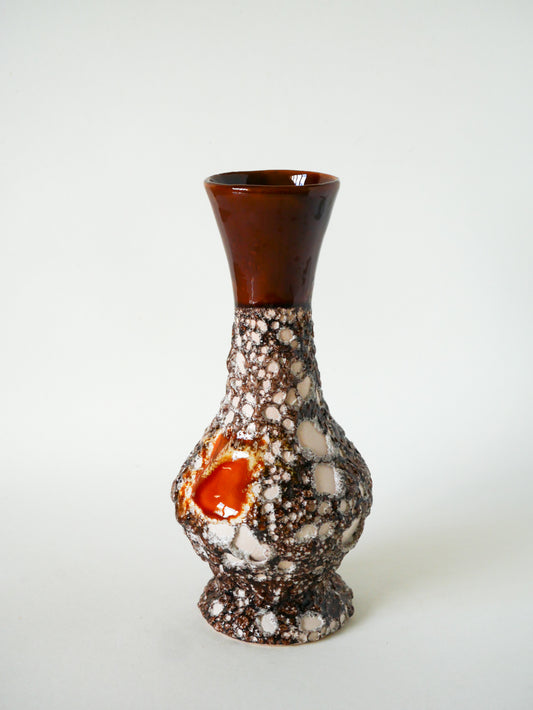 Vase en céramique, Fat Lava, Marron & Jaune, 1970