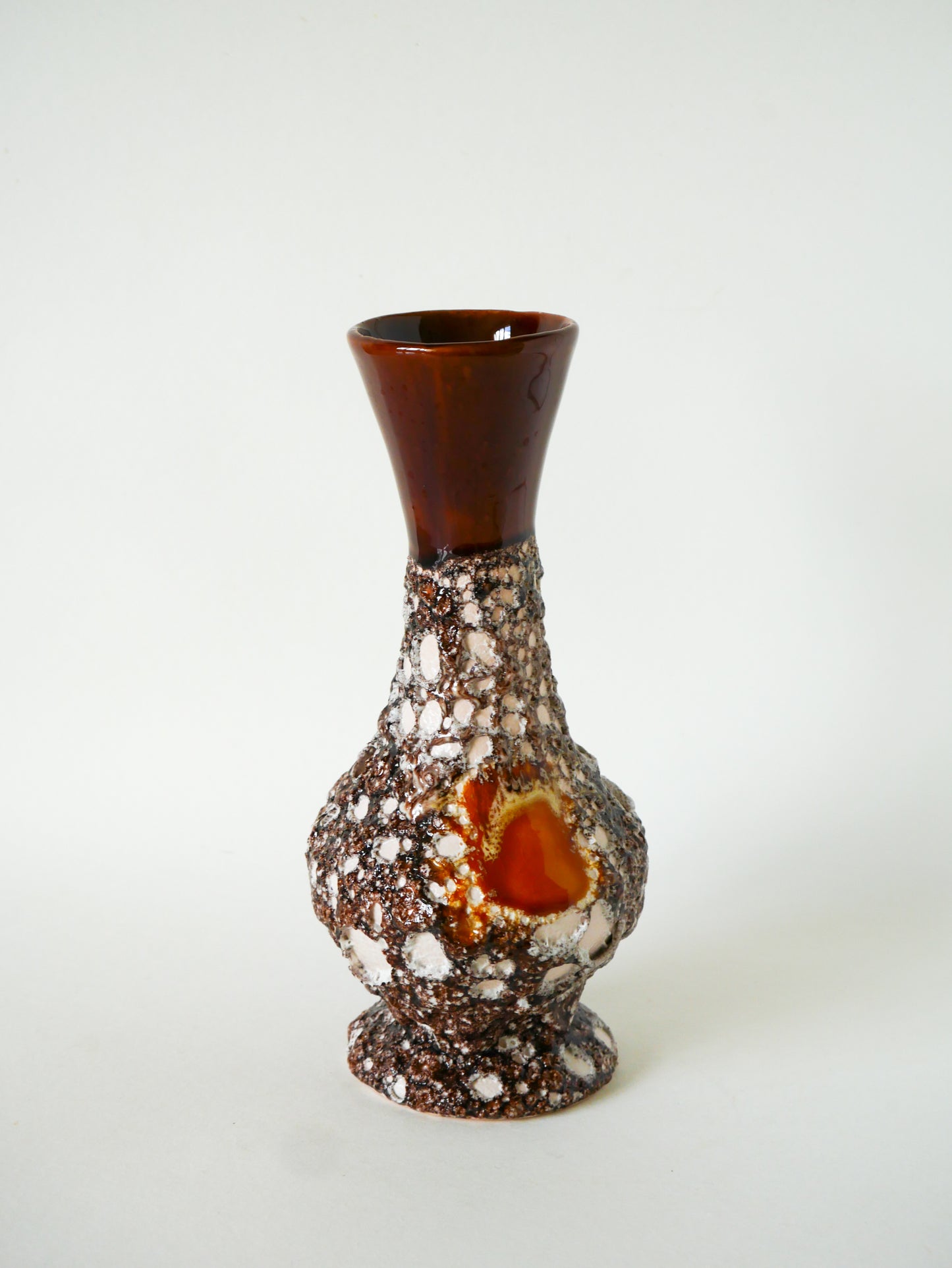 Vase en céramique, Fat Lava, Marron & Jaune, 1970