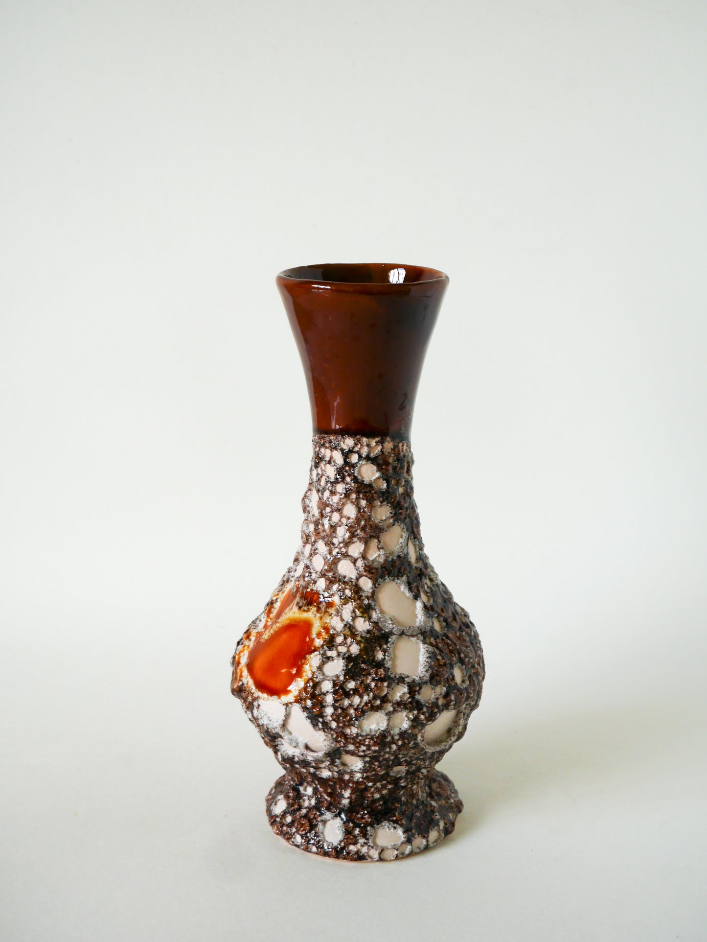 Vase en céramique, Fat Lava, Marron & Jaune, 1970