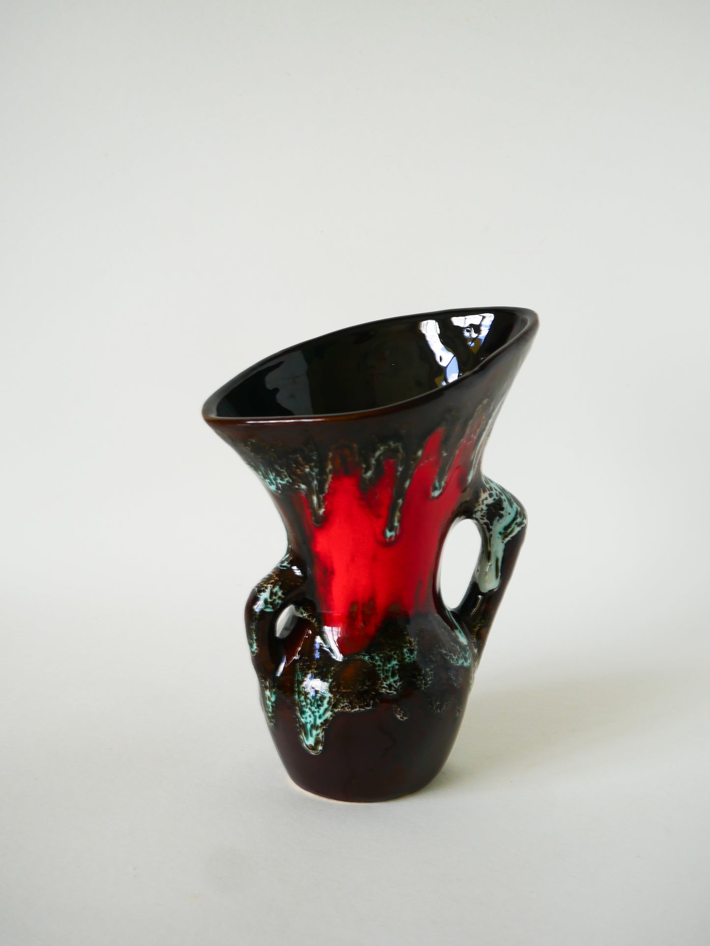 Vase en céramique, Marron & Rouge, 1970