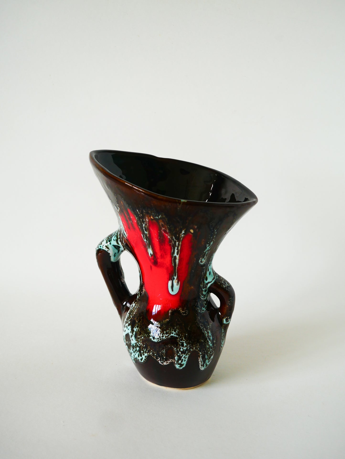 Vase en céramique, Marron & Rouge, 1970