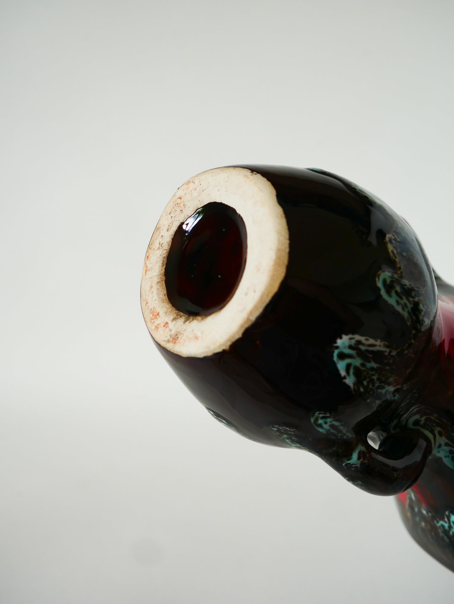 Vase en céramique, Marron & Rouge, 1970