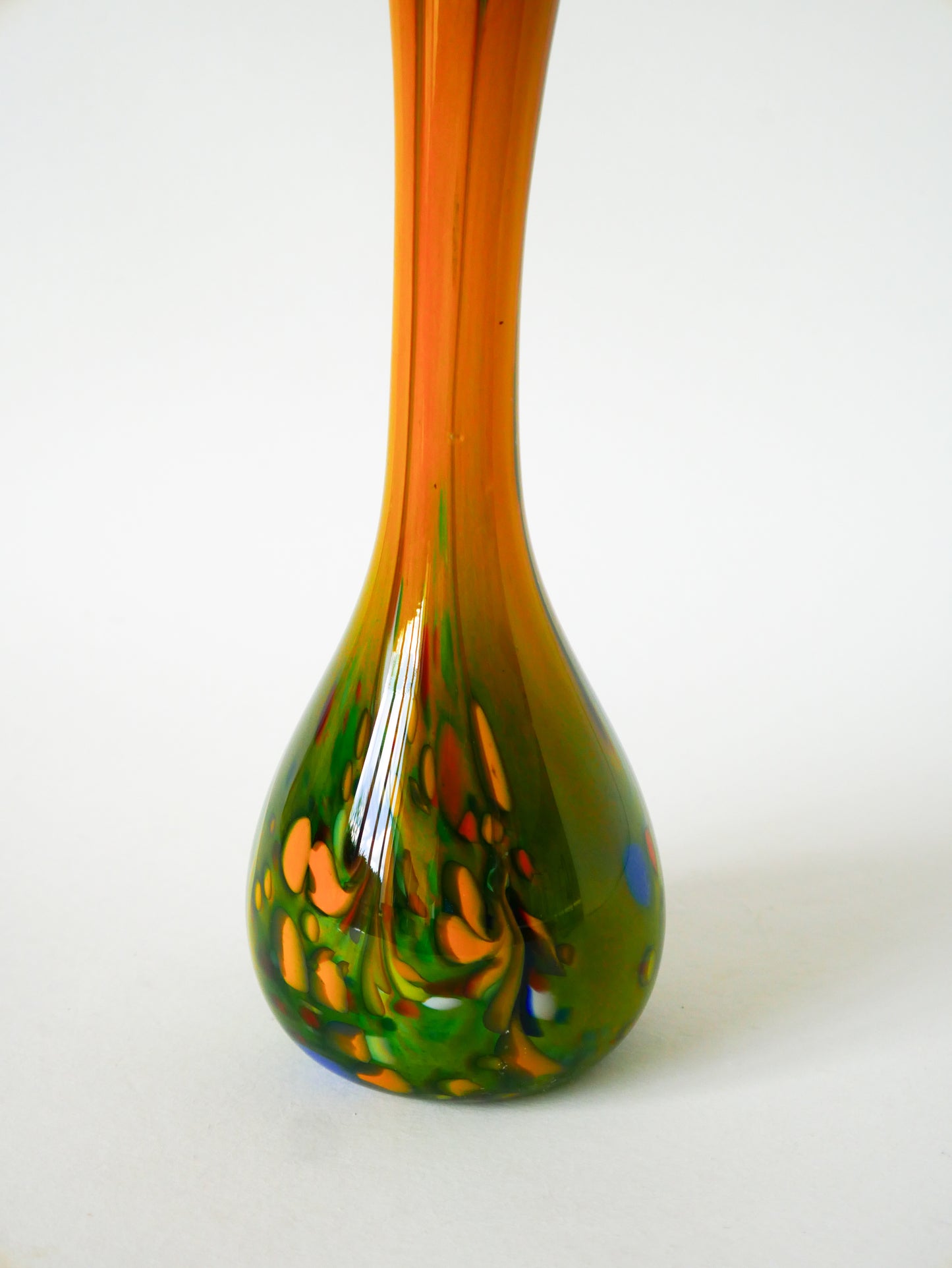 Grand vase en verre de Clichy, Vert & Jaune, 1970
