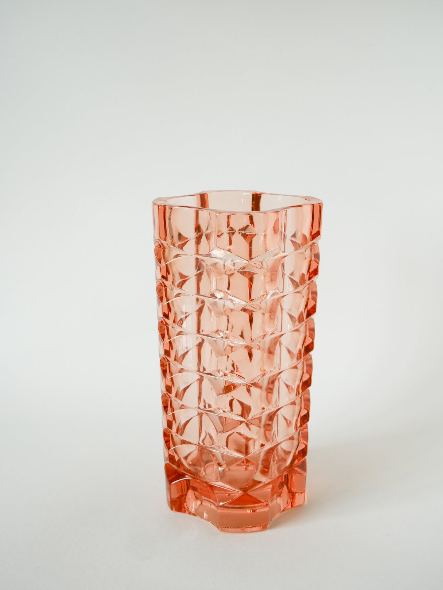 Grand vase en verre moulé, Rose, 1970