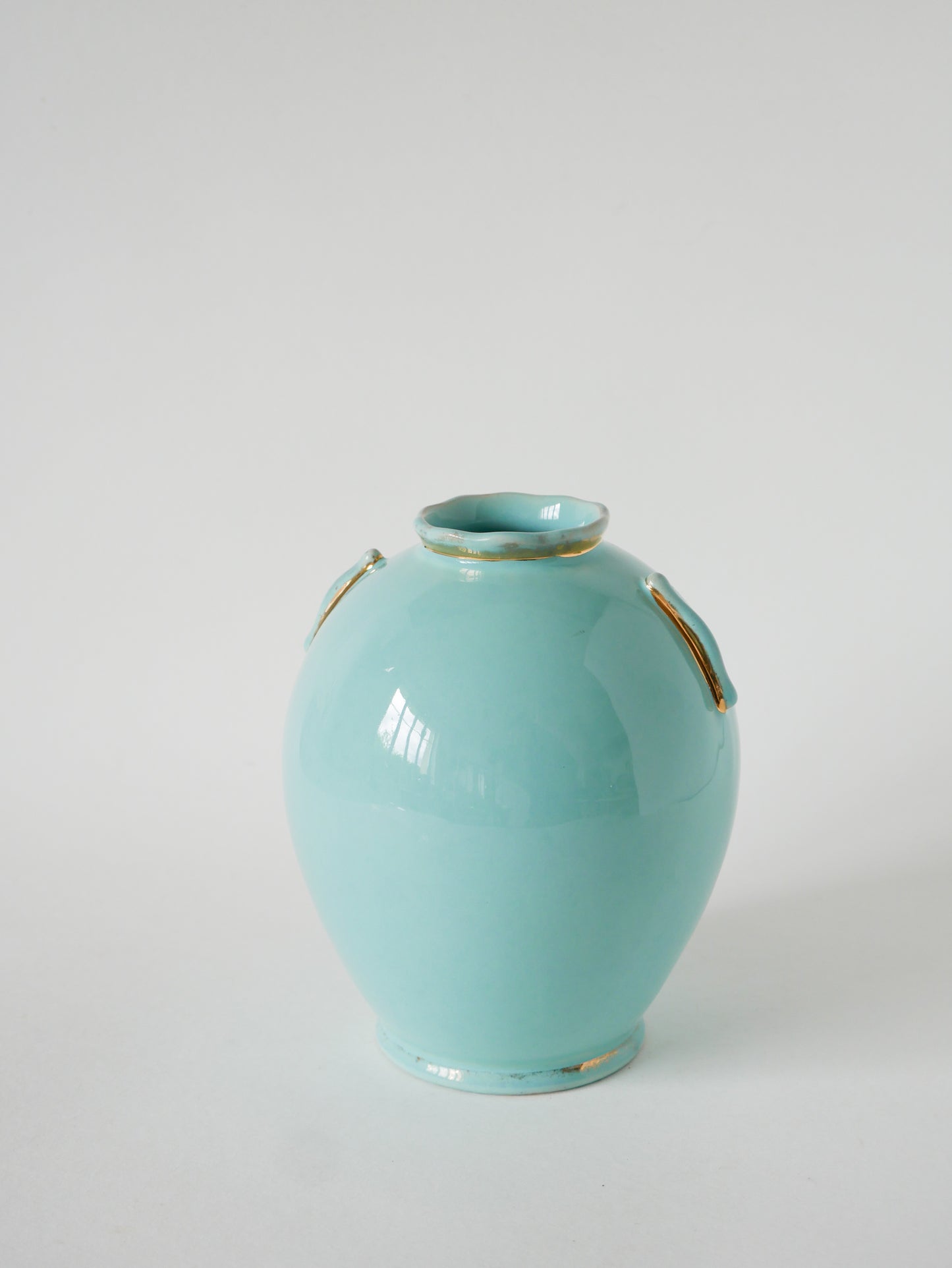 Vase boule en céramique, Bleu & Doré, Art Déco, 1930