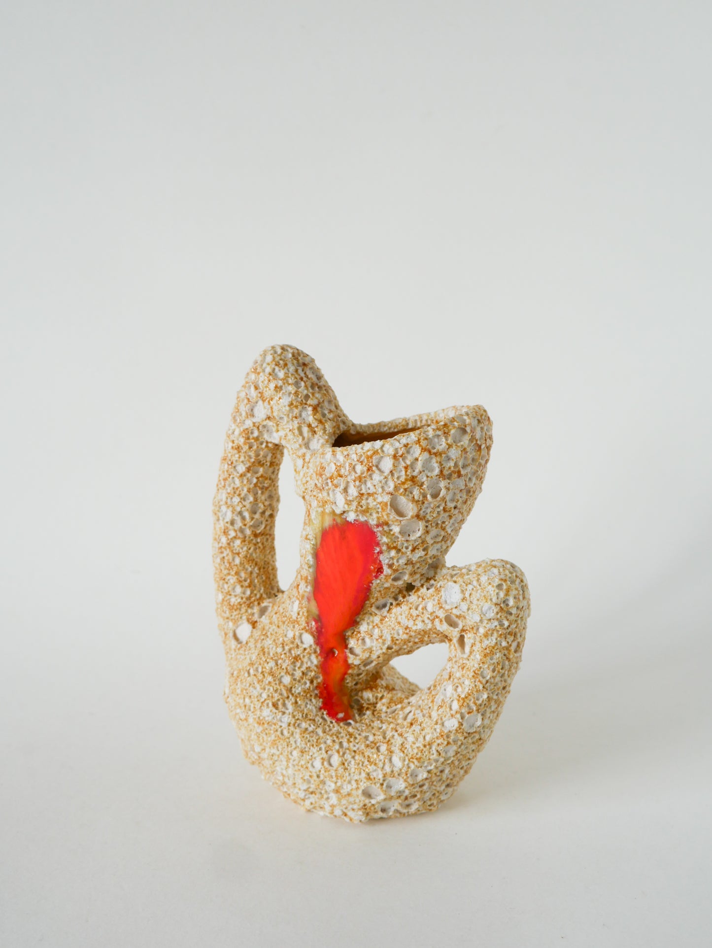 Petit vase en céramique forme organique, Fat Lava, Jaune & Orange, 1970