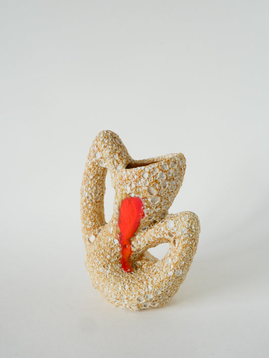 Petit vase en céramique forme organique, Fat Lava, Jaune & Orange, 1970