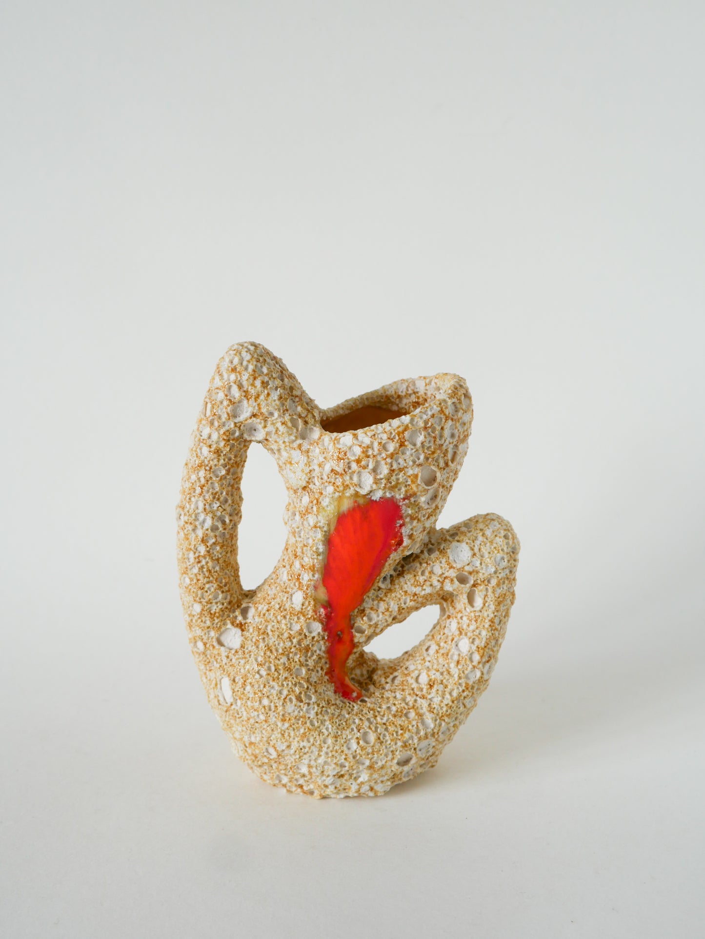 Petit vase en céramique forme organique, Fat Lava, Jaune & Orange, 1970