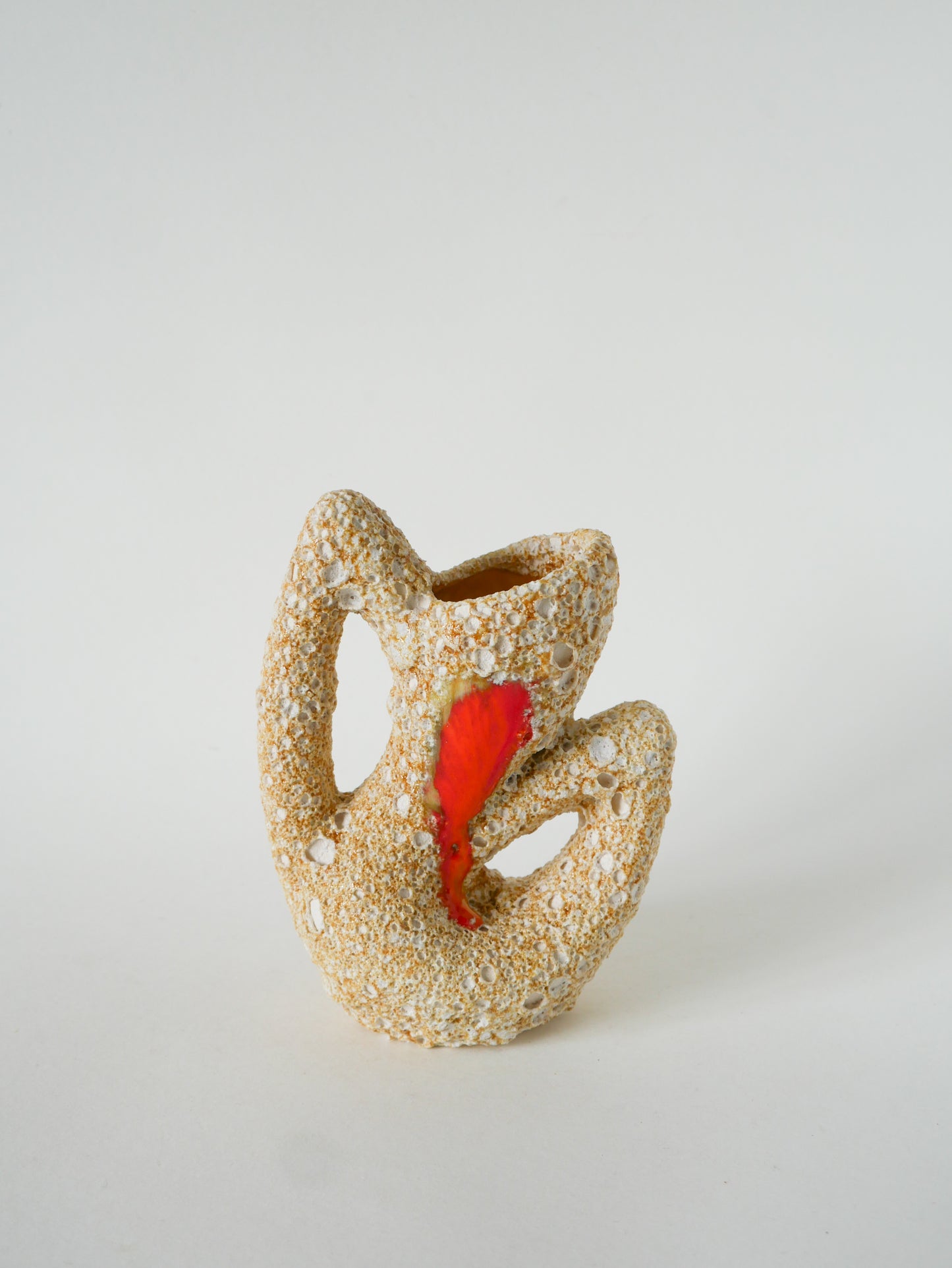 Petit vase en céramique forme organique, Fat Lava, Jaune & Orange, 1970