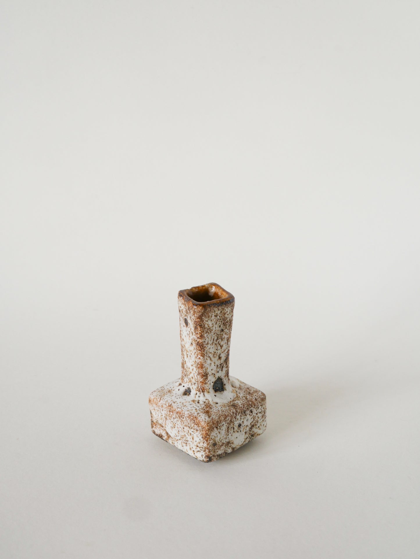Mini vase en céramique Fat Lava, Crème et Marron, Made in Germany 1970