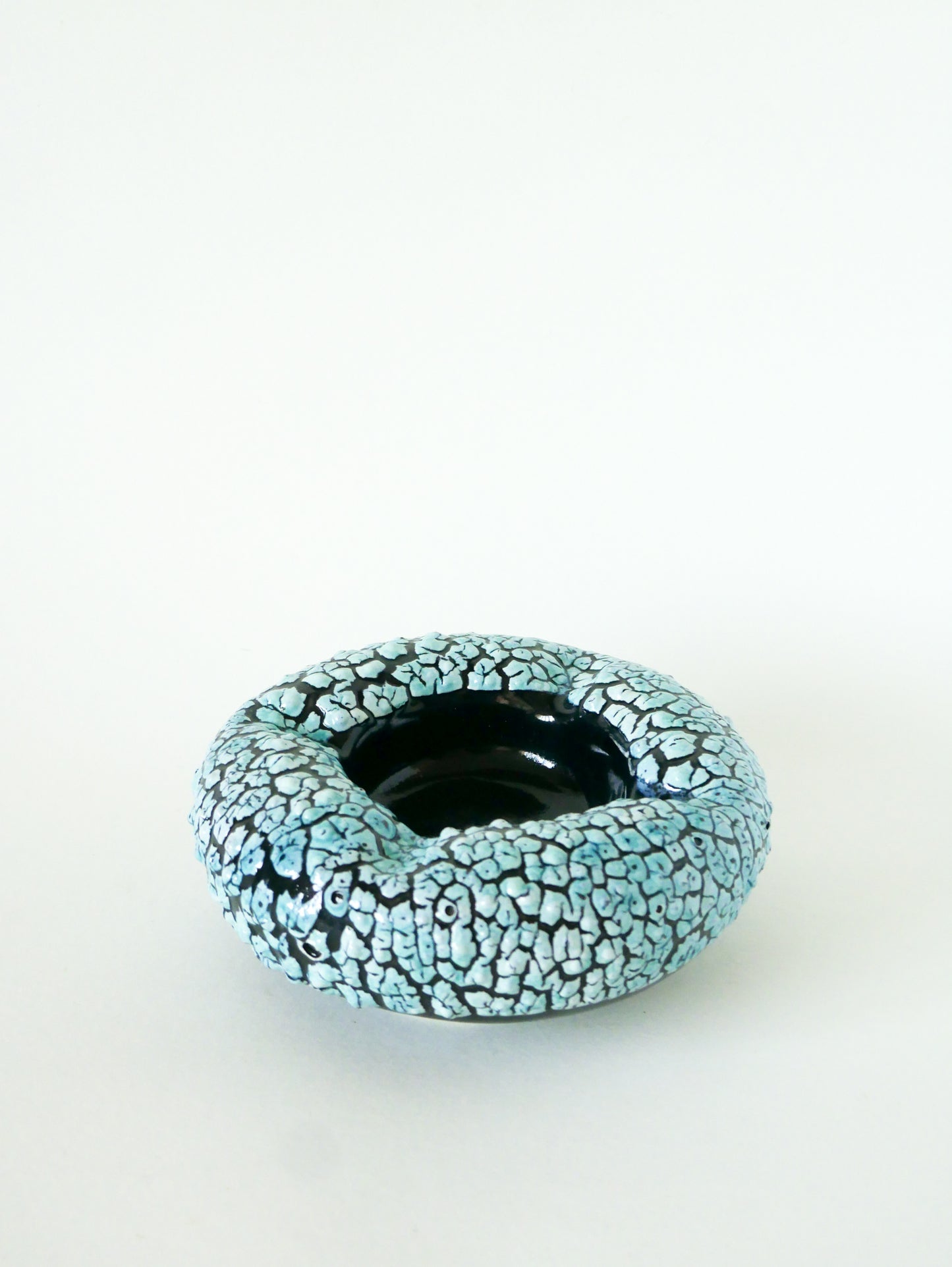 Grand vide-poche en céramique et Fat Lava, Bleu et Blanc, 1970