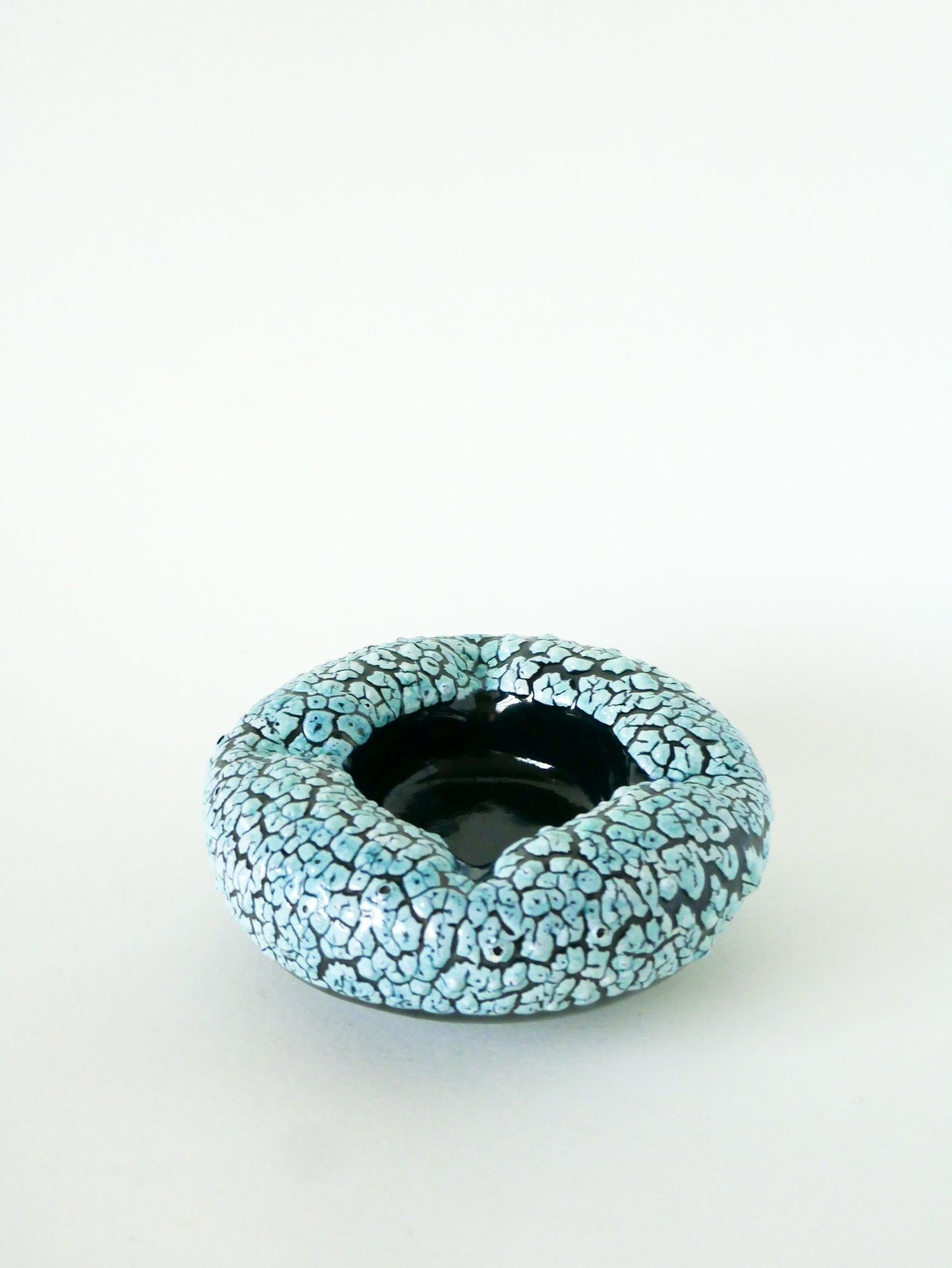 Grand vide-poche en céramique et Fat Lava, Bleu et Blanc, 1970