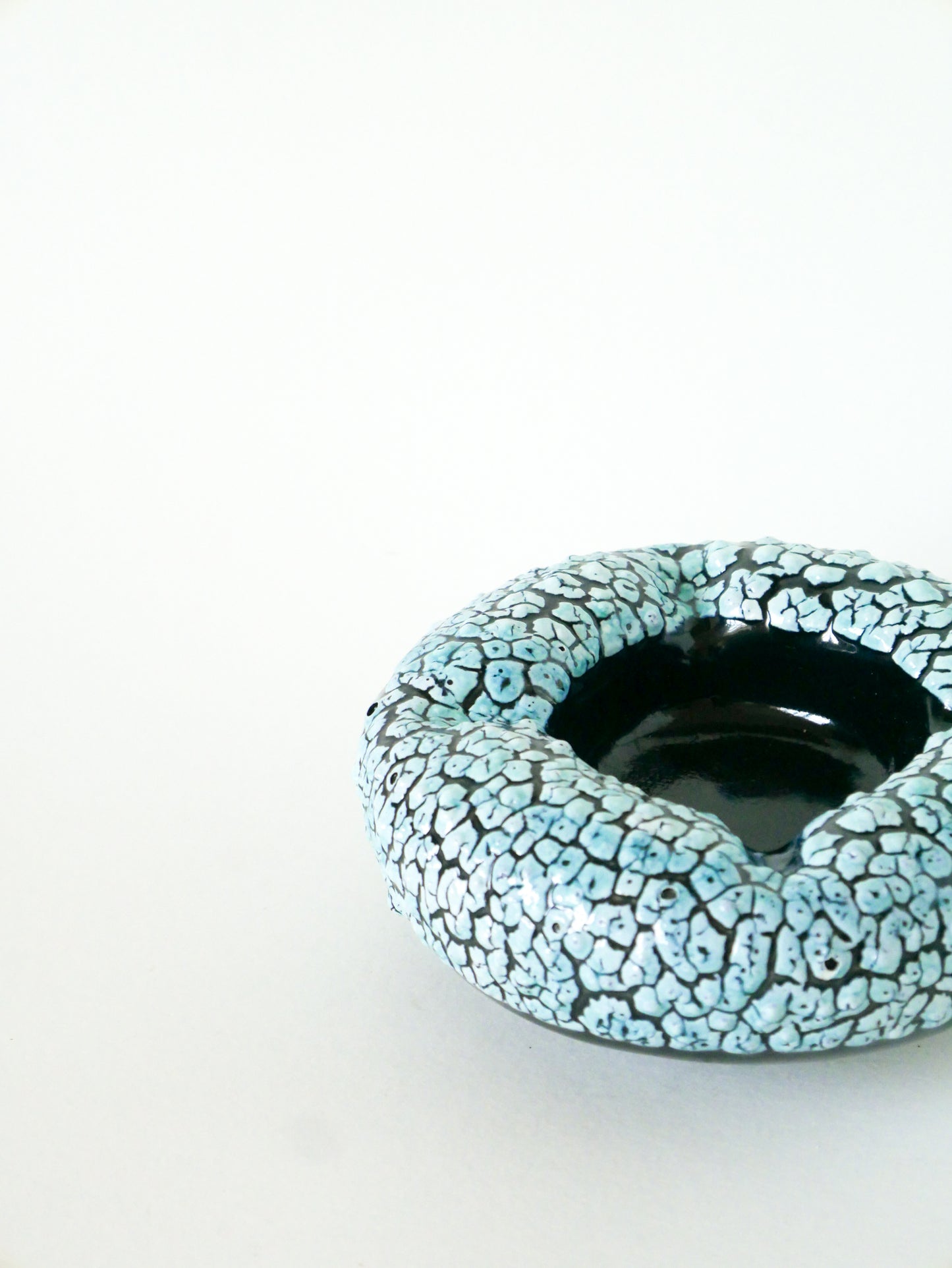 Grand vide-poche en céramique et Fat Lava, Bleu et Blanc, 1970