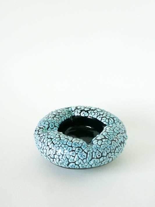 Grand vide-poche en céramique et Fat Lava, Bleu et Blanc, 1970