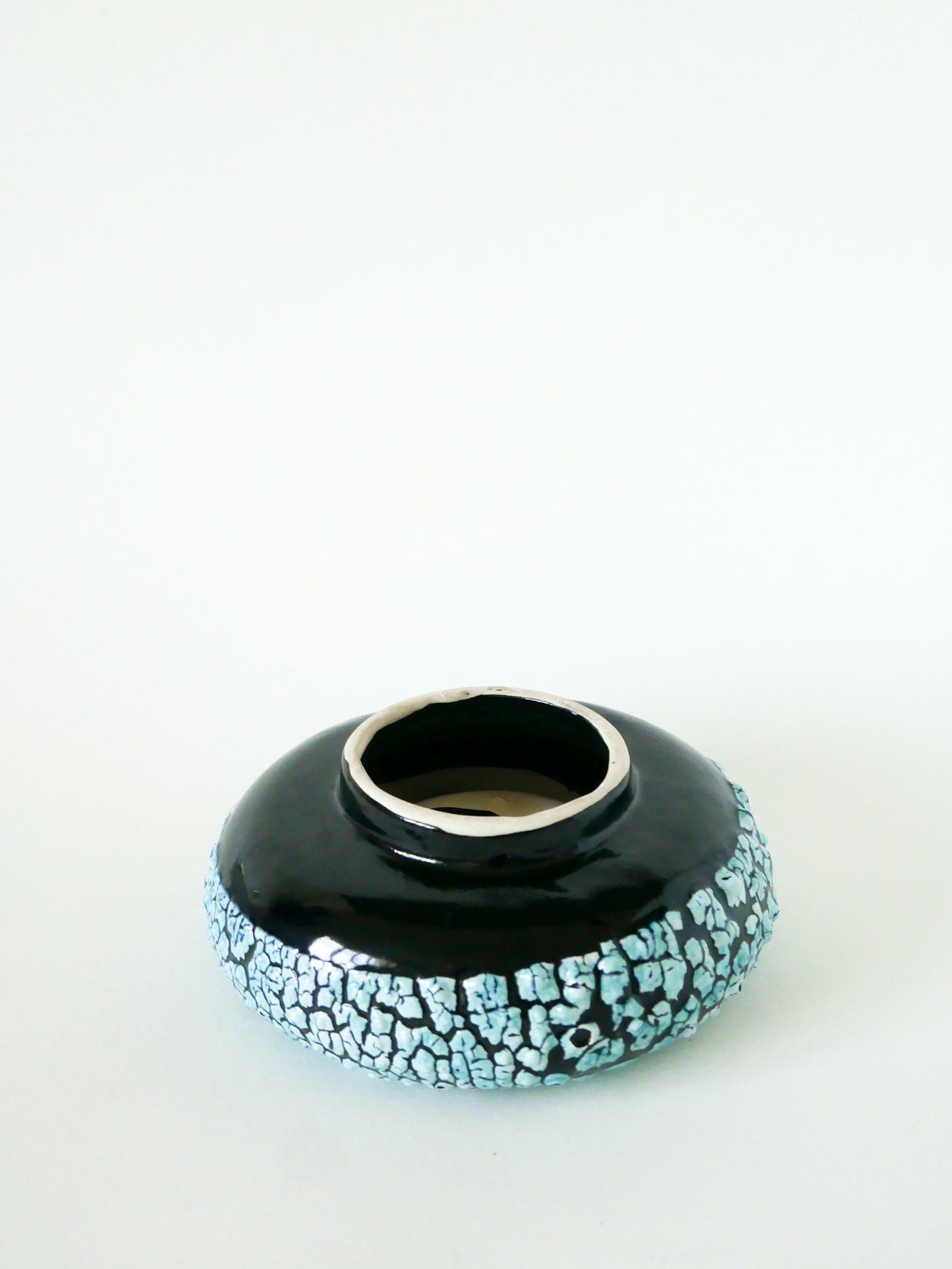 Grand vide-poche en céramique et Fat Lava, Bleu et Blanc, 1970