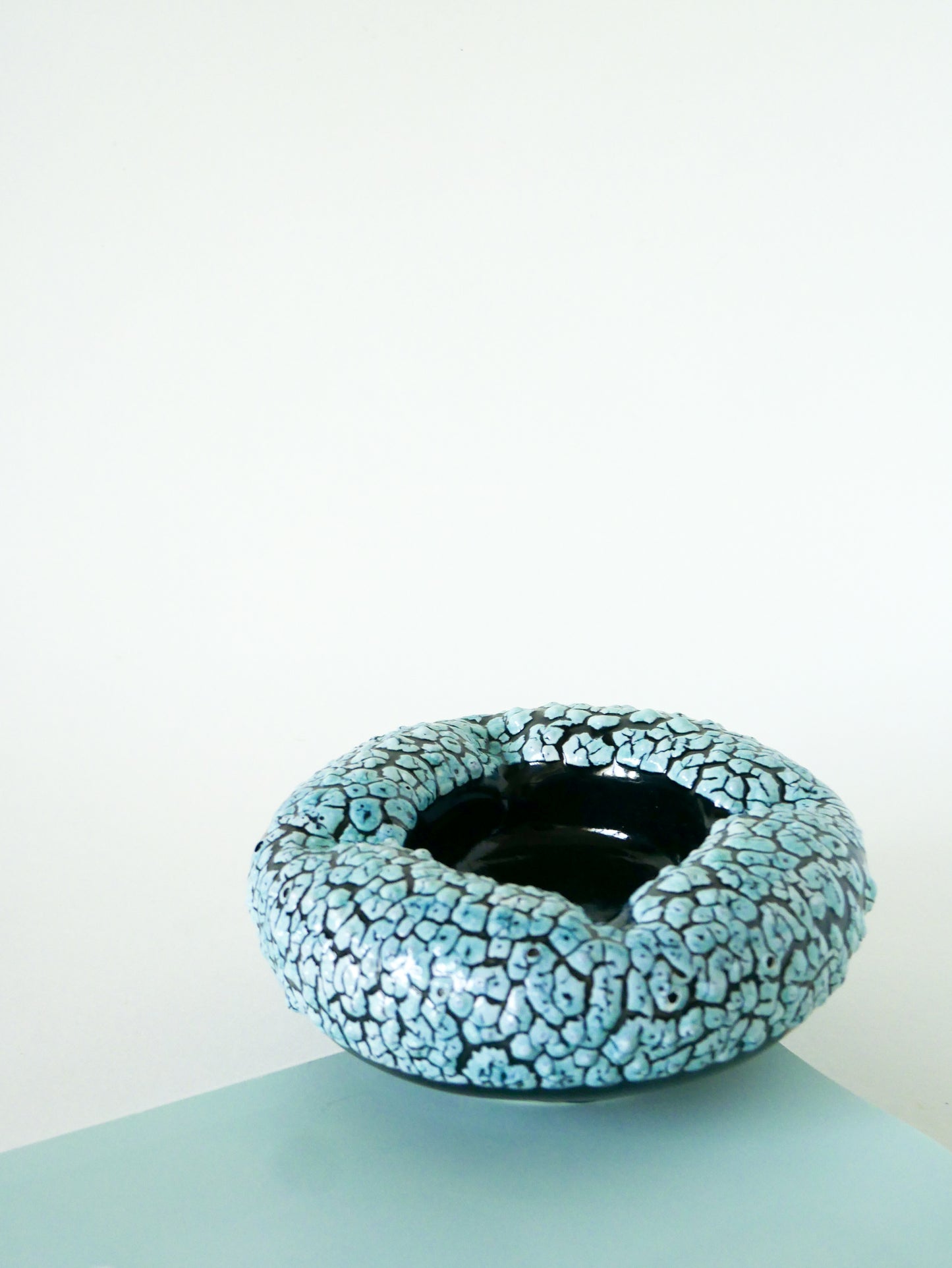 Grand vide-poche en céramique et Fat Lava, Bleu et Blanc, 1970