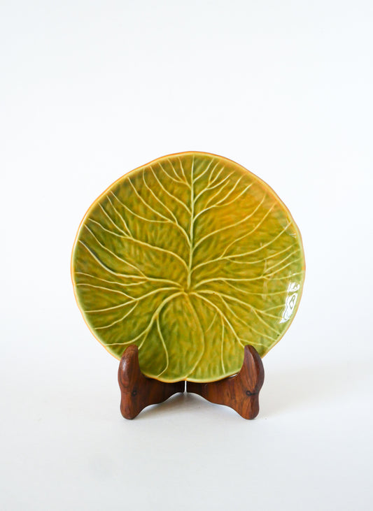 Vide-poche en barbotine, modèle Feuille, Vert Clair, Vintage