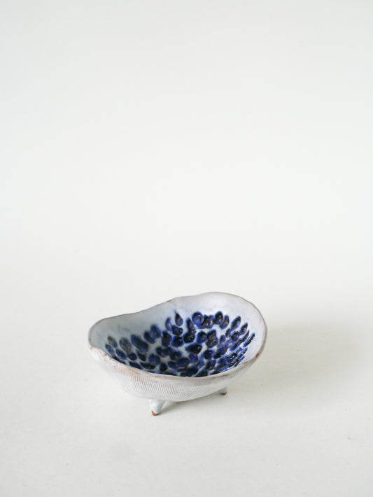 Vide-poche tripode en céramique, Bleu Ciel & Bleu Cobalt, 1970