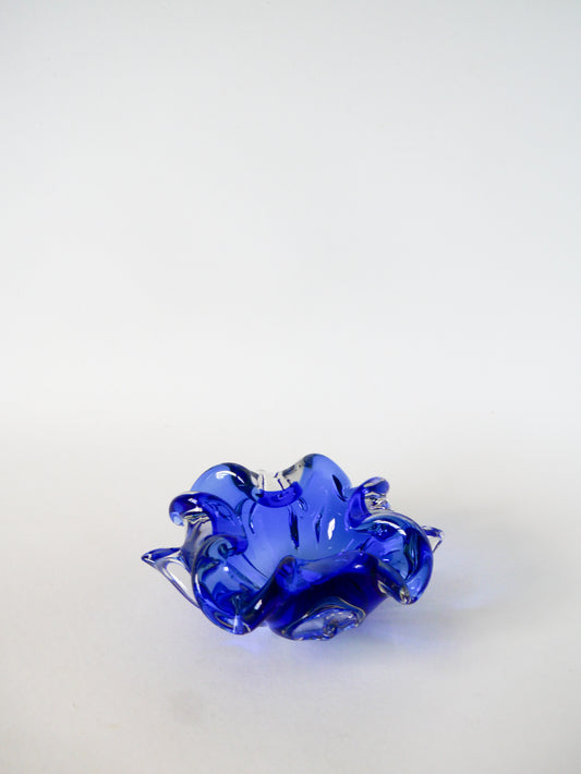 Vide-poche en verre de Murano, Bleu Roi, 1980