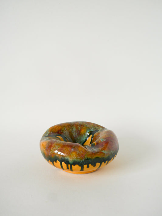 Grand vide-poche en céramique, Jaune & Bleu, 1970