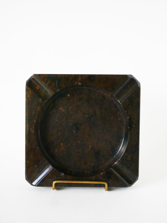 Très grand cendrier en marbre, forme Carrée, Marron, Design, 1970