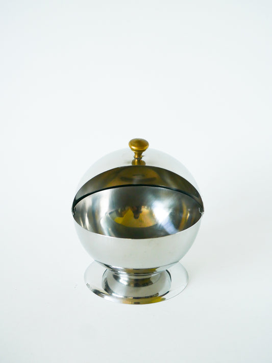 Sucrier en inox, argenté & doré, Design, 1970 - 15 X 15 cm