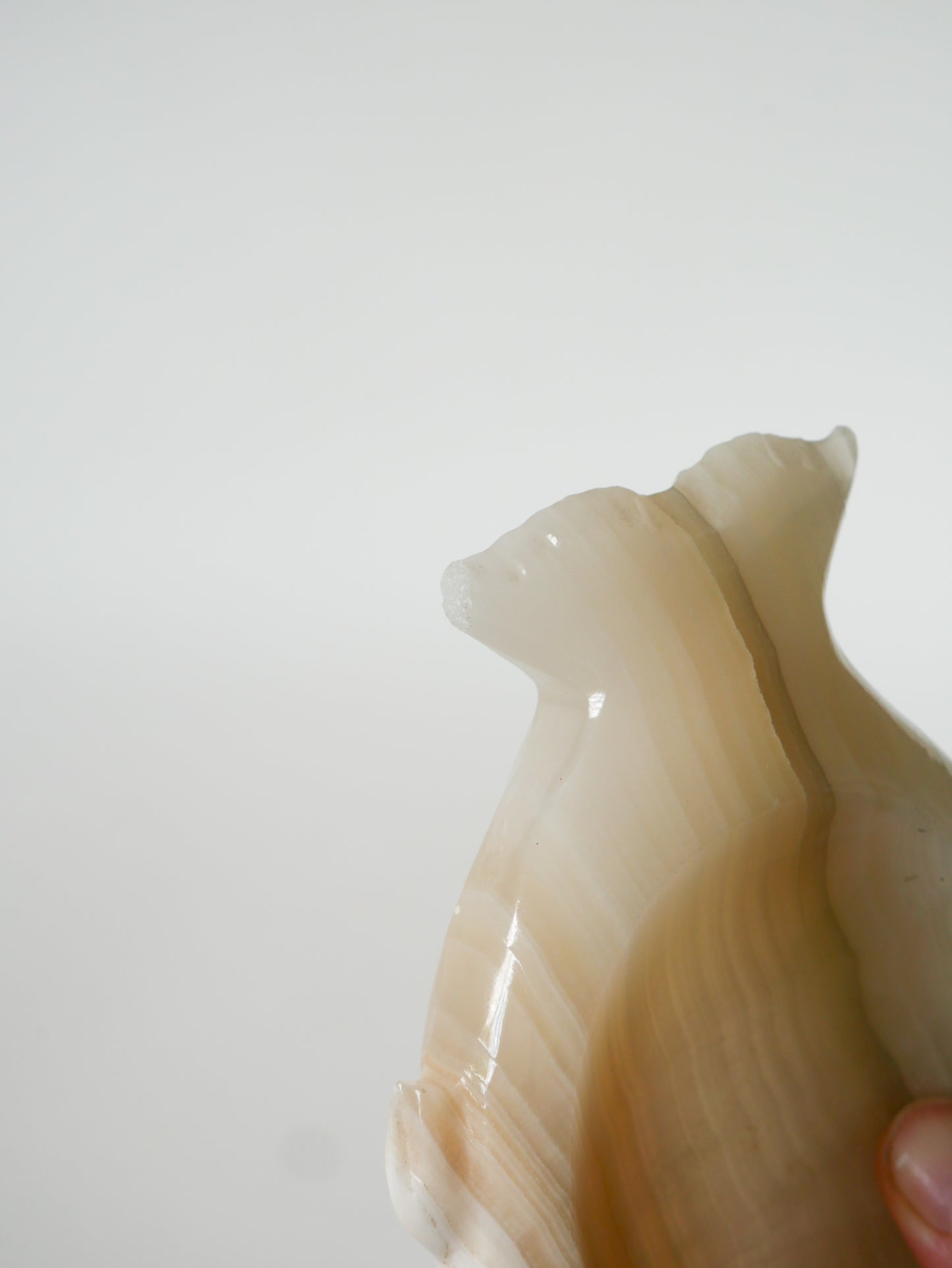 Vide-poche en onyx en forme de poisson, Blanc, 1970 - 16 X 11 cm