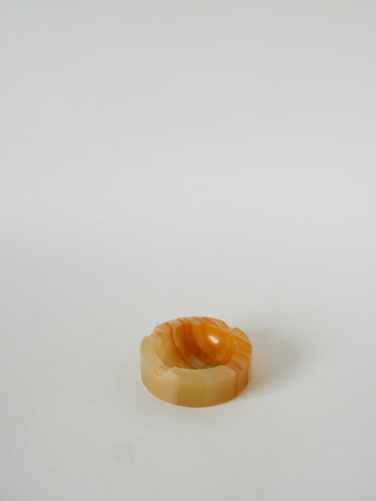 Petit cendrier en onyx forme ronde, Beige, 1970 - 8 cm