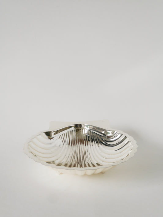 Grande coupe Coquillage en métal argenté, 1950
