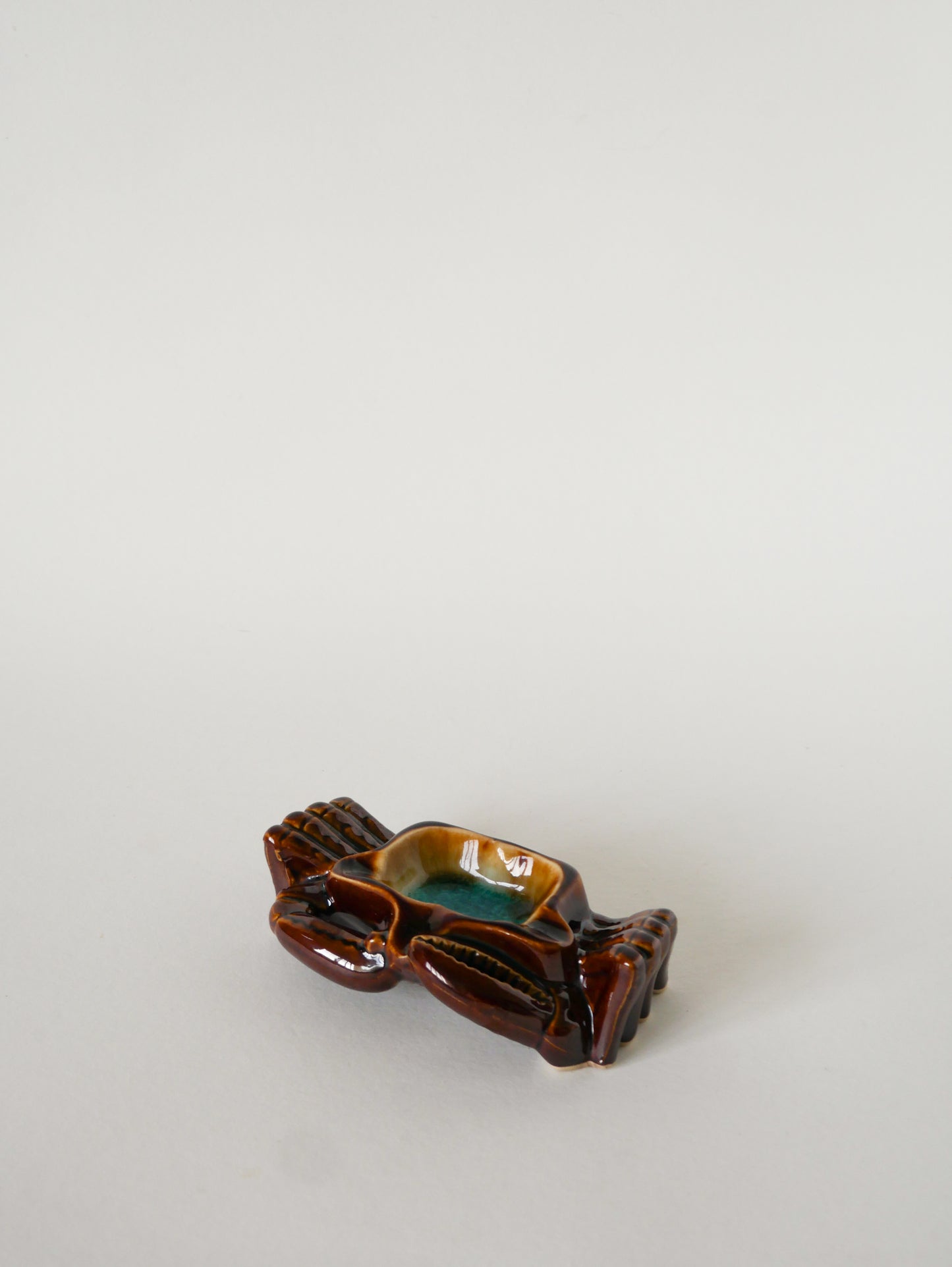 Vide-poche en céramique, Crabe, Marron et Bleu, 1970