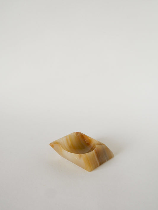 Cendrier en Onyx, forme Carrée, Beige, Design, 1970 - 10 X 10 cm