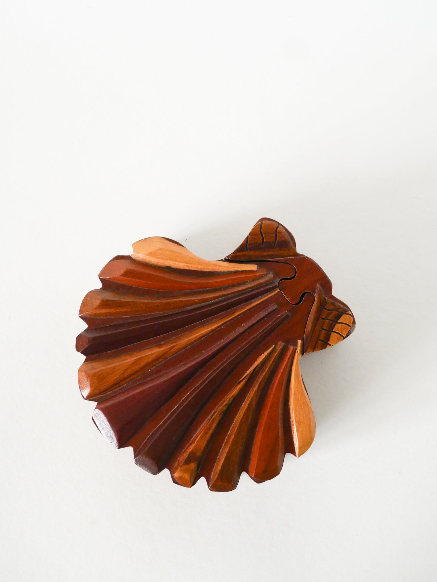 Boîte à bijoux Puzzle en bois, forme Coquillage, 1960