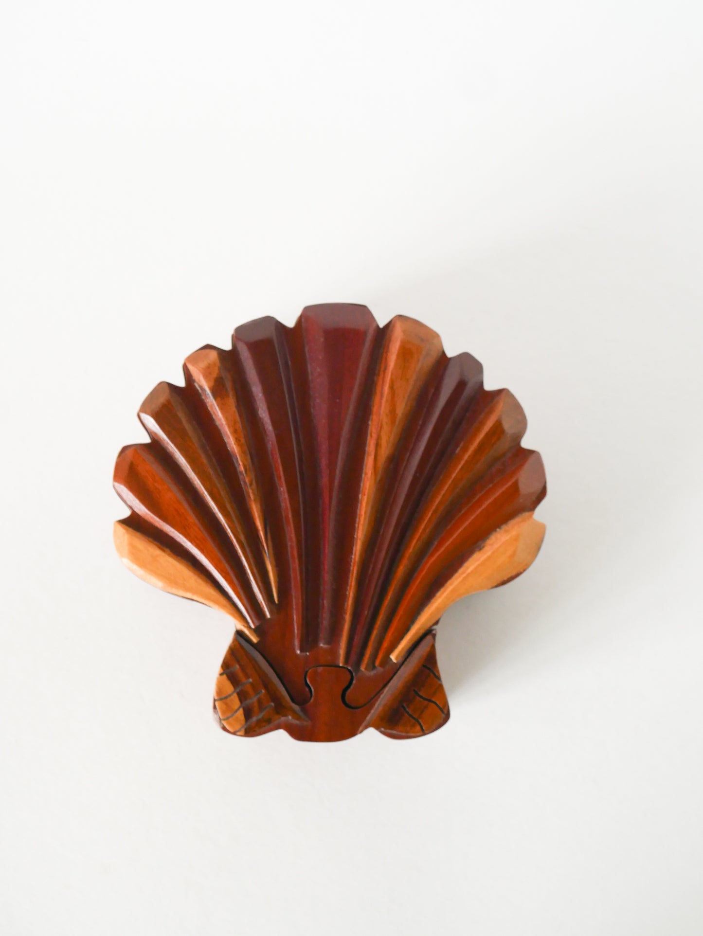 Boîte à bijoux Puzzle en bois, forme Coquillage, 1960