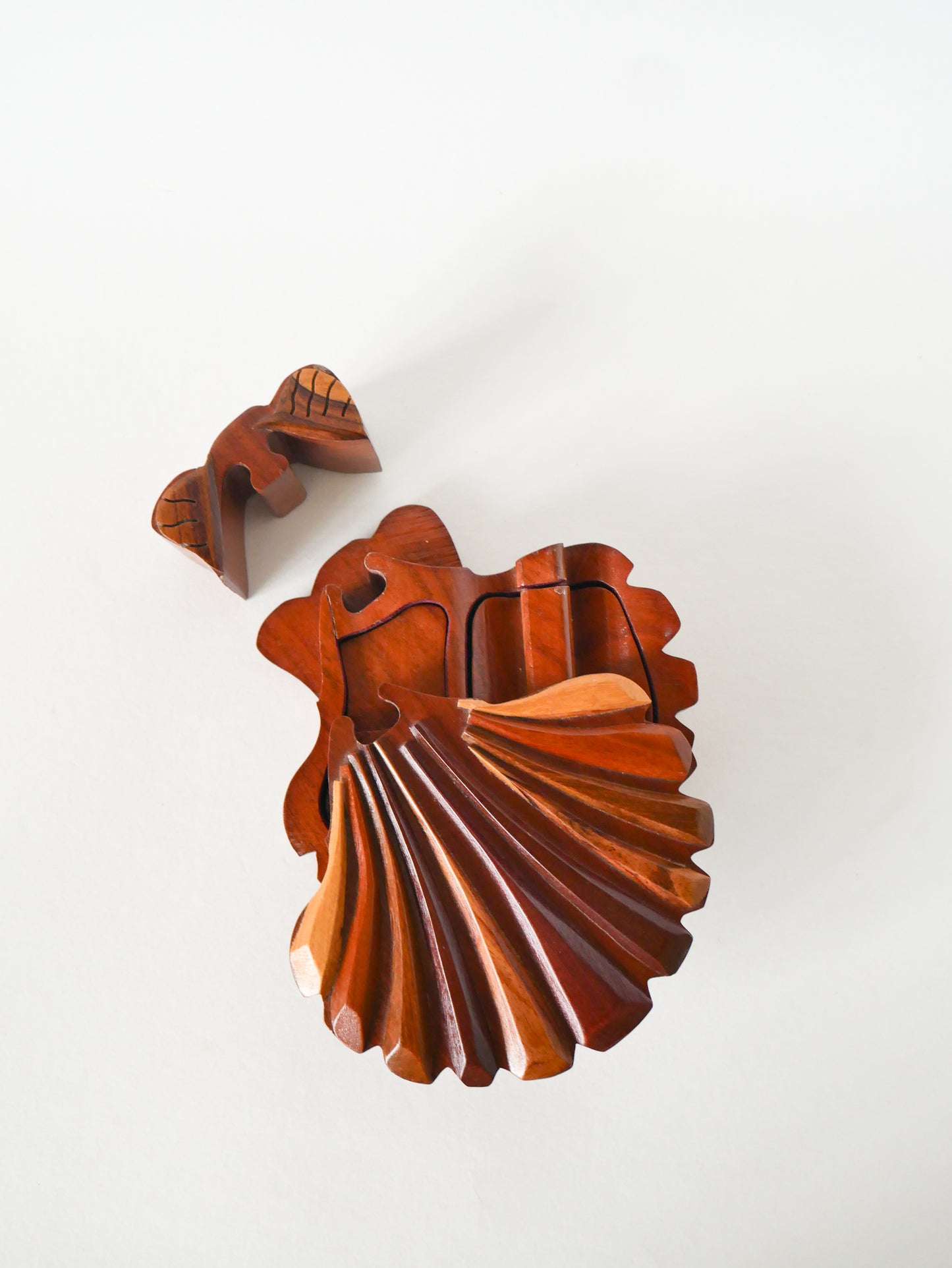 Boîte à bijoux Puzzle en bois, forme Coquillage, 1960