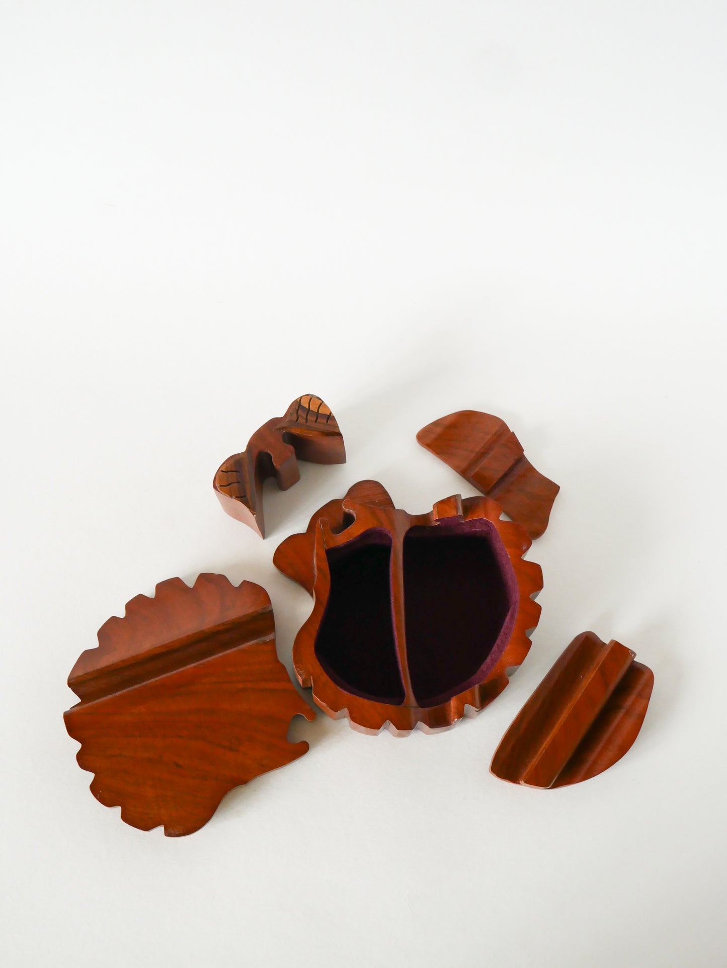 Boîte à bijoux Puzzle en bois, forme Coquillage, 1960