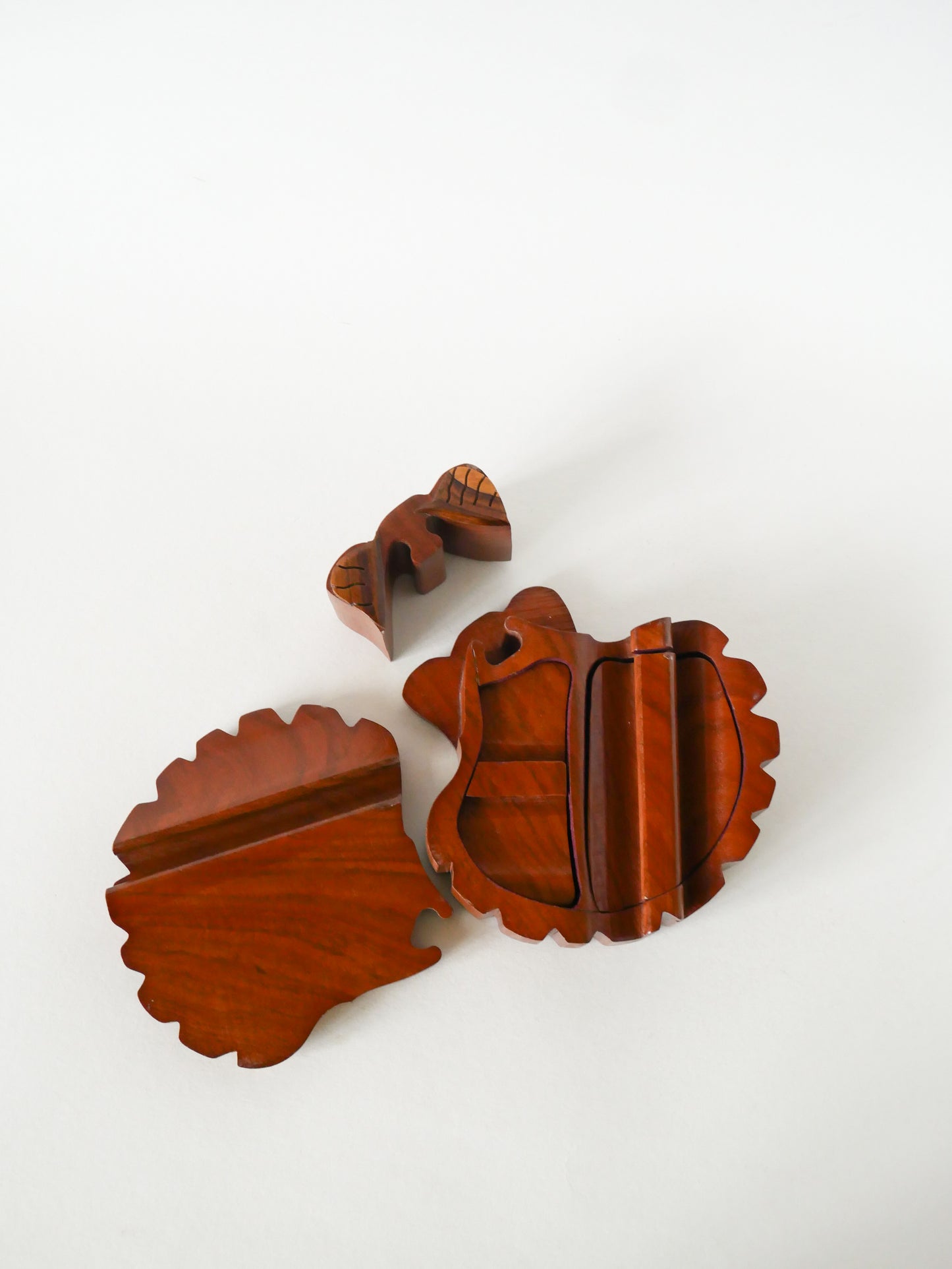 Boîte à bijoux Puzzle en bois, forme Coquillage, 1960