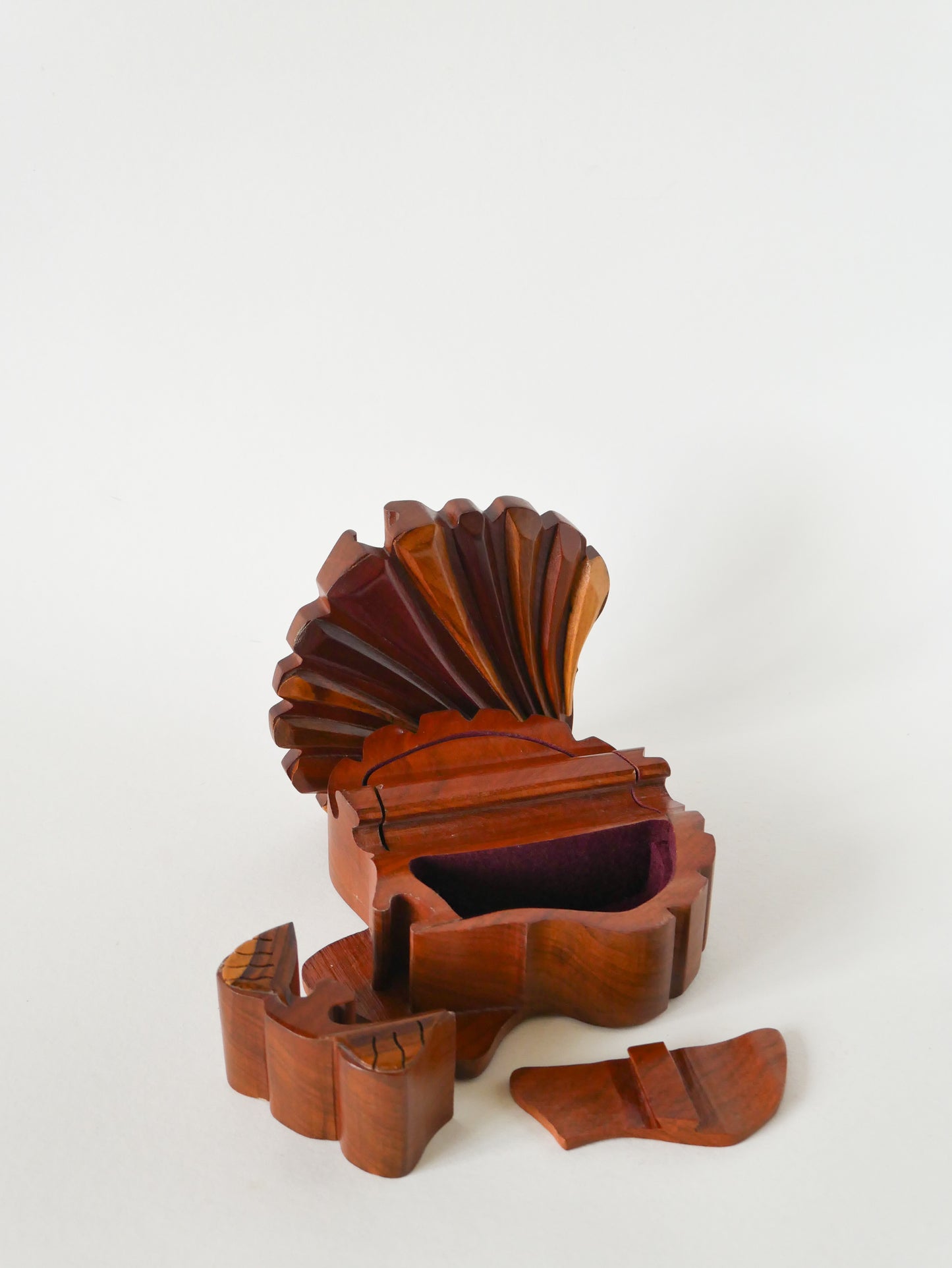 Boîte à bijoux Puzzle en bois, forme Coquillage, 1960