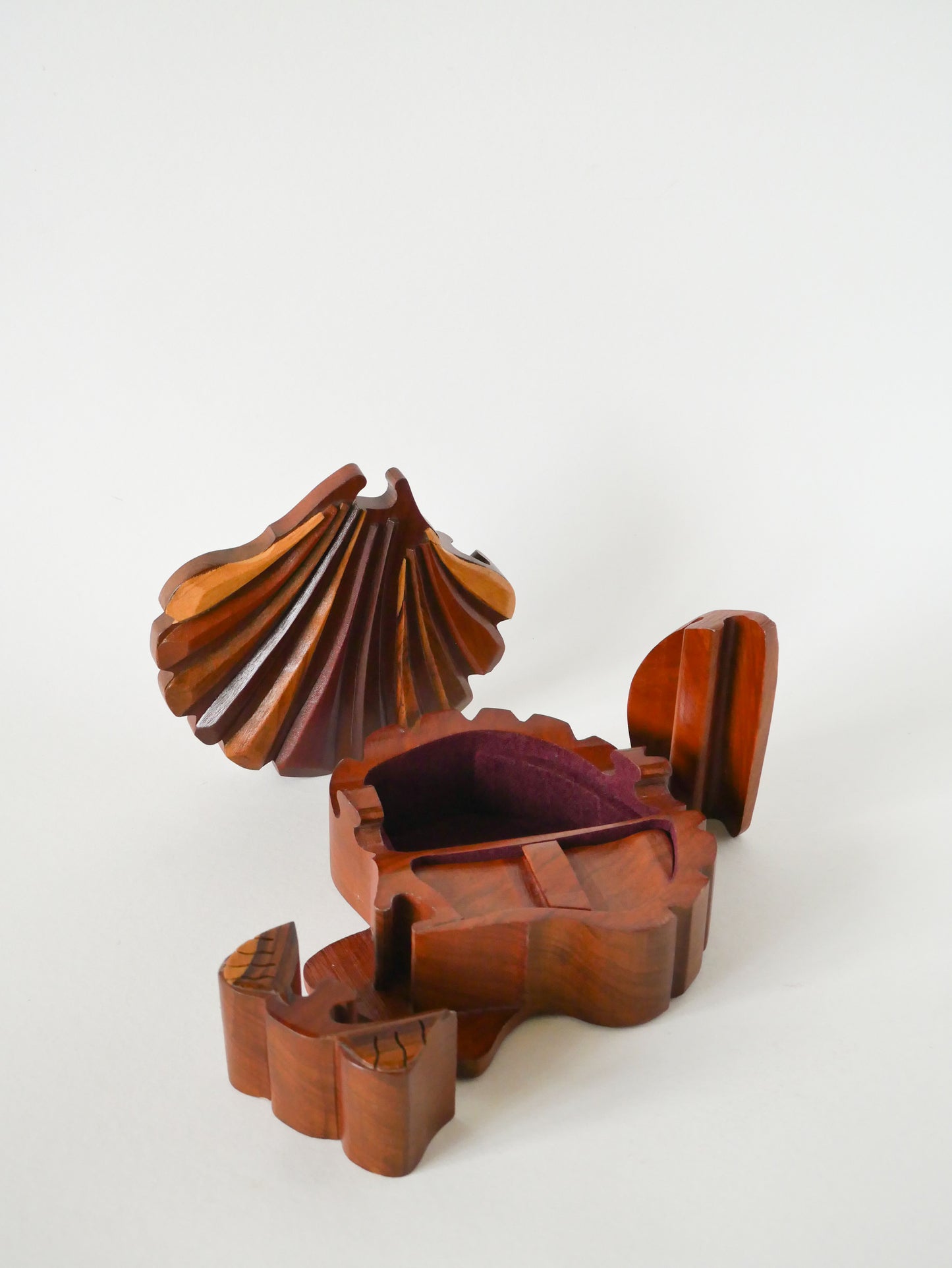 Boîte à bijoux Puzzle en bois, forme Coquillage, 1960