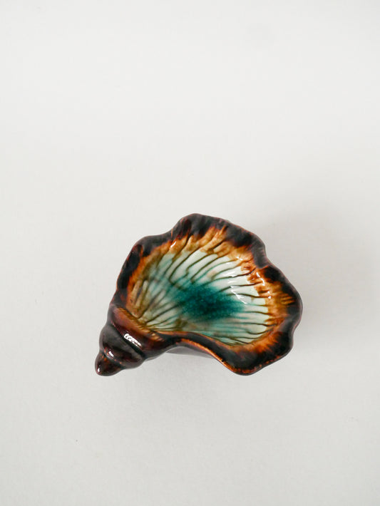 Vide-poche en céramique forme Coquillage, Marron et Bleu, 1970